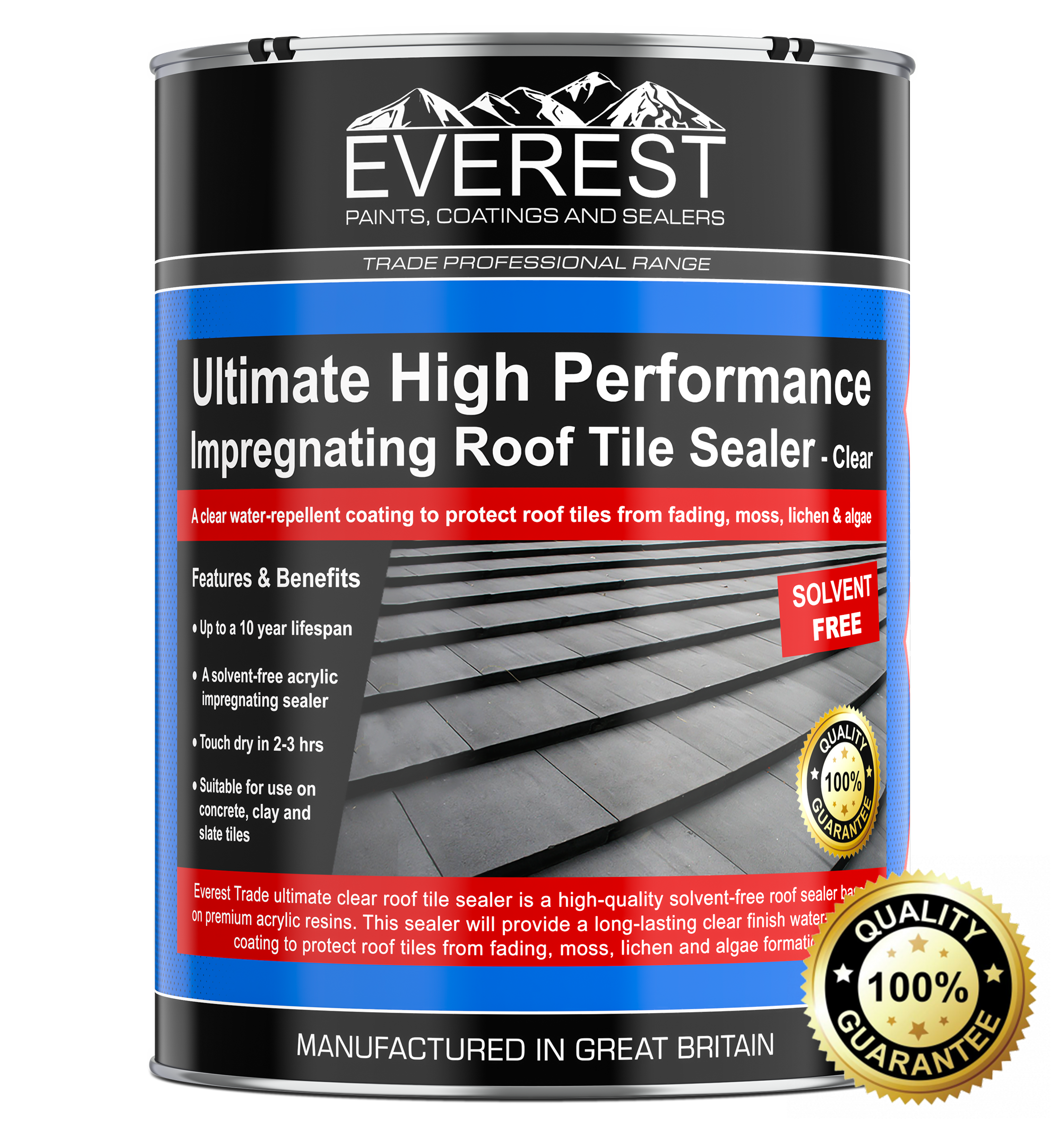 Everest Trade - Ultimate Roof Tile Sealer - Clear - Impregnating Formula - 5 & 20 Litres - PremiumPaints